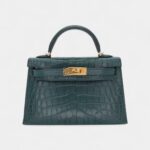 Hermès Kelly II Sellier Mini Vert Cypress Matte Alligator Gold Hardware