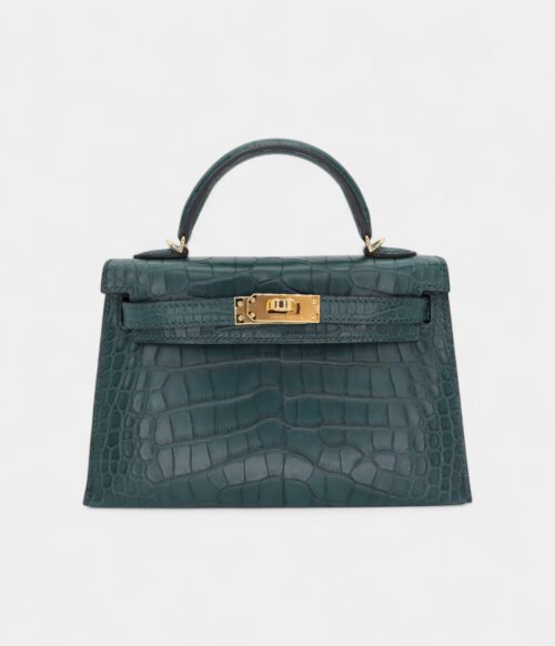 Hermès Kelly II Sellier Mini Vert Cypress Matte Alligator Gold Hardware