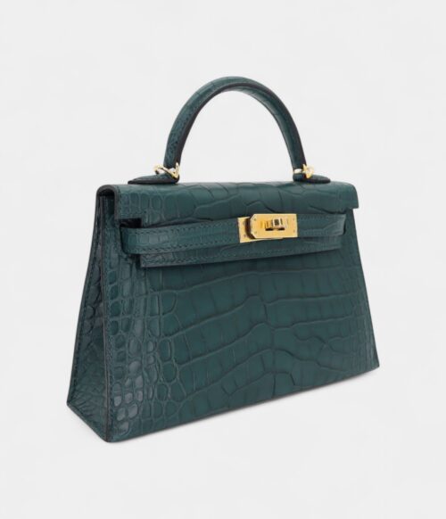 Hermès Kelly II Sellier Mini Vert Cypress Matte Alligator Gold Hardware