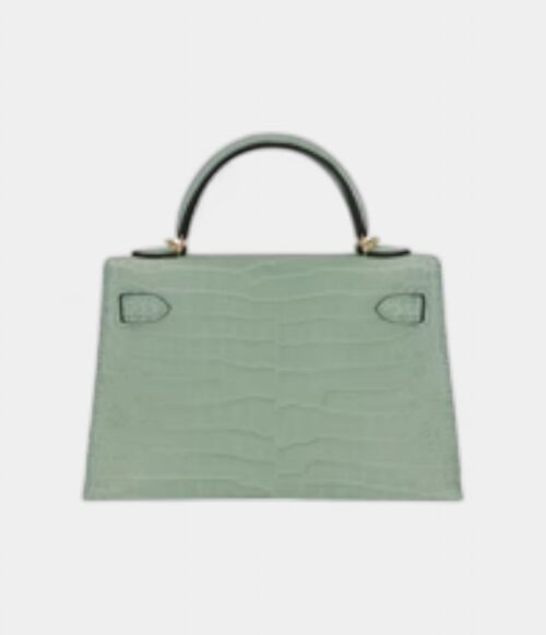 Hermès Kelly II Sellier Mini Vert D'eau Matte Porosus Crocodile Gold Hardware