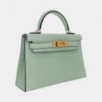 Hermès Kelly II Sellier Mini Vert D'eau Matte Porosus Crocodile Gold Hardware
