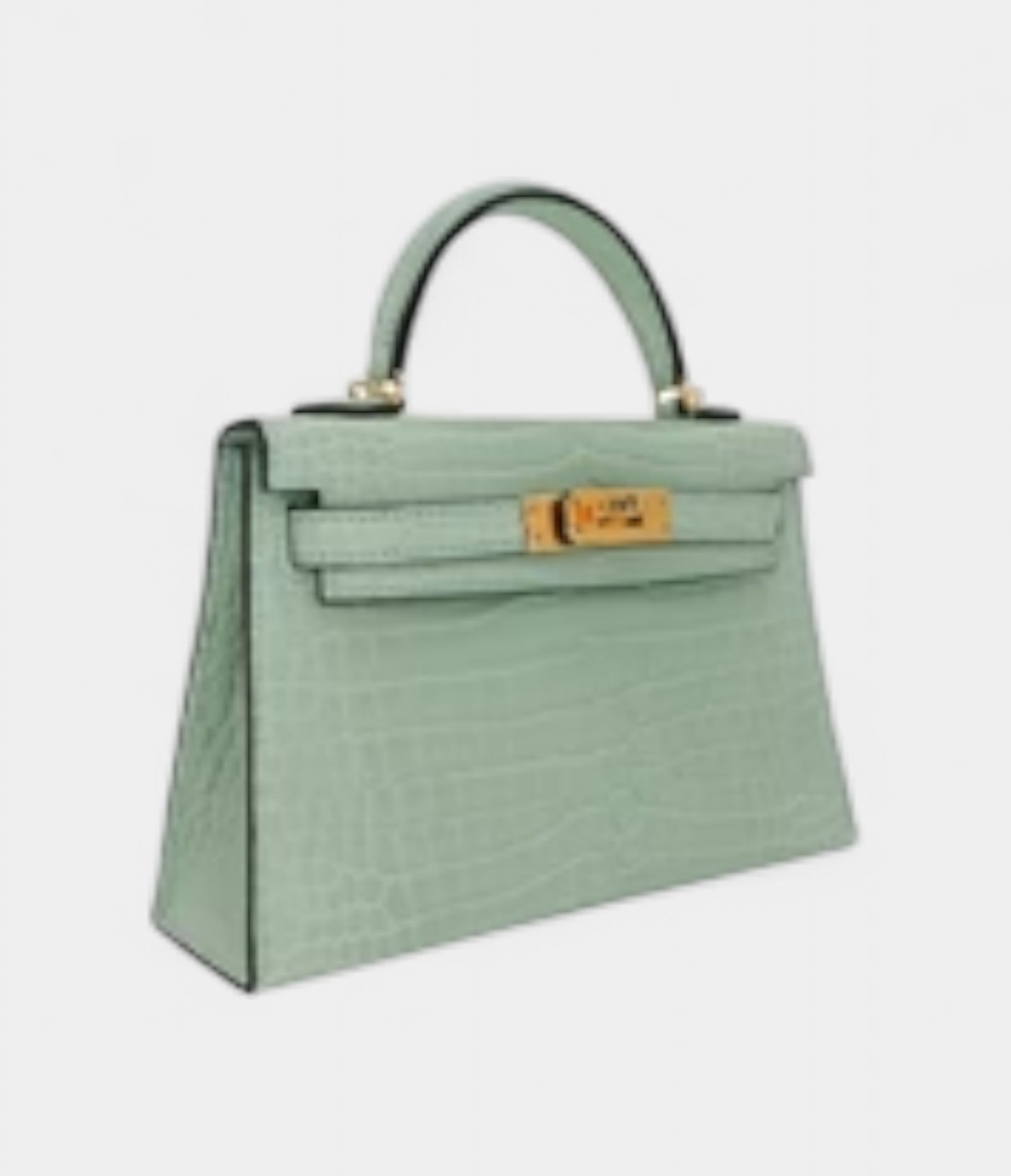 Hermès Kelly II Sellier Mini Vert D'eau Matte Porosus Crocodile Gold Hardware