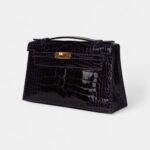 Hermès Kelly Pochette Amethyst Shiny Alligator Gold Hardware