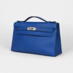 Hermès Kelly Pochette Bleu Royal Swift Palladium Hardware