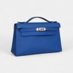 Hermès Kelly Pochette Bleu Royal Swift Palladium Hardware