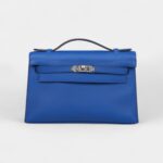 Hermès Kelly Pochette Bleu Royal Swift Palladium Hardware