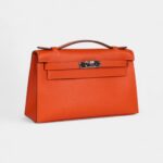 Hermès Kelly Pochette Feu Epsom Palladium Hardware