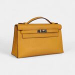 Hermès Kelly Pochette Jaune Ambre Swift Palladium Hardware