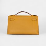 Hermès Kelly Pochette Jaune Ambre Swift Palladium Hardware