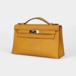 Hermès Kelly Pochette Jaune Ambre Swift Palladium Hardware