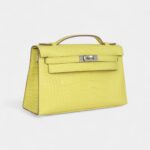 Hermès Kelly Pochette Lime Matte Alligator Palladium Hardware