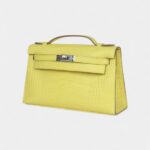 Hermès Kelly Pochette Lime Matte Alligator Palladium Hardware