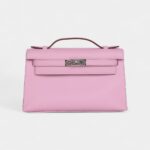 Hermès Kelly Pochette Mauve Sylvestre Swift Palladium Hardware