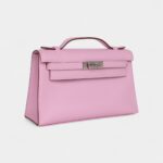 Hermès Kelly Pochette Mauve Sylvestre Swift Palladium Hardware