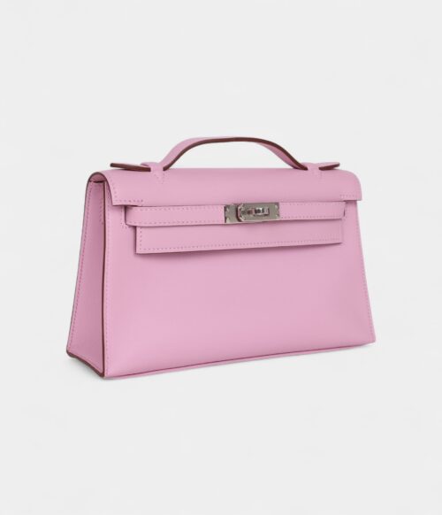 Hermès Kelly Pochette Mauve Sylvestre Swift Palladium Hardware