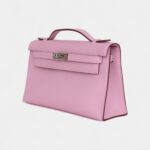 Hermès Kelly Pochette Mauve Sylvestre Swift Palladium Hardware