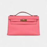 Hermès Kelly Pochette Rose Azalee Swift Gold Hardware