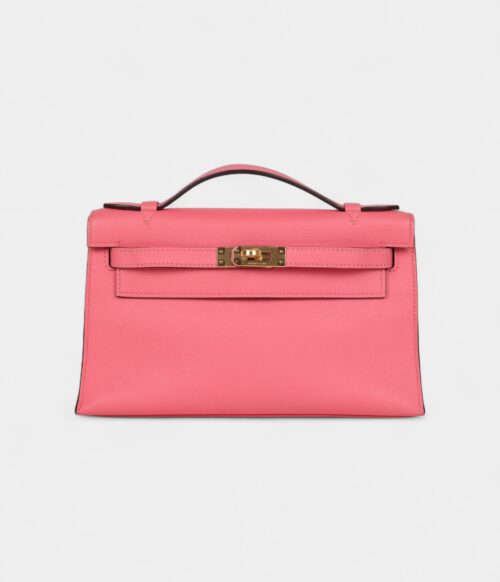 Hermès Kelly Pochette Rose Azalee Swift Gold Hardware