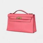 Hermès Kelly Pochette Rose Azalee Swift Gold Hardware