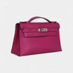 Hermès Kelly Pochette Rose Pourpre Swift Palladium Hardware