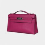 Hermès Kelly Pochette Rose Pourpre Swift Palladium Hardware