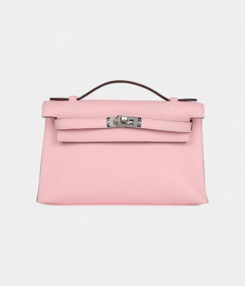 Hermès Kelly Pochette Rose Sakura Swift Palladium Hardware