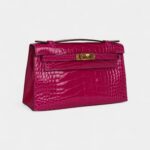 Hermès Kelly Pochette Rose Scheherazade Shiny Alligator Gold Hardware