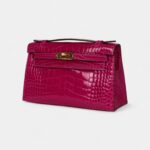 Hermès Kelly Pochette Rose Scheherazade Shiny Alligator Gold Hardware