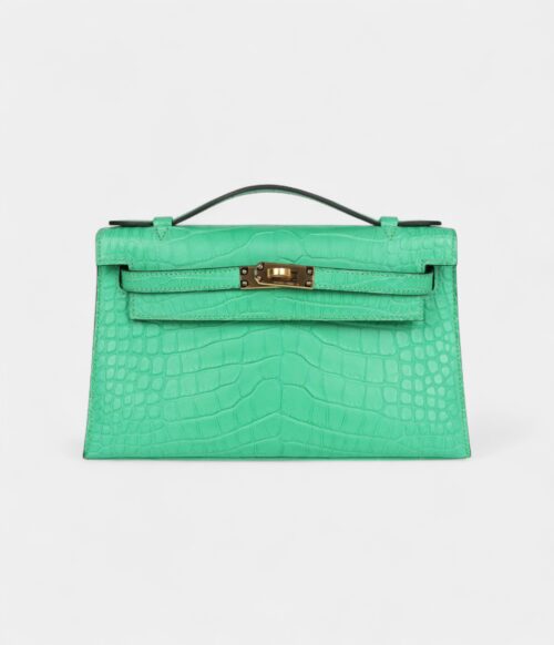 Hermès Kelly Pochette Vert Comics Matte Alligator Gold Hardware