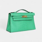 Hermès Kelly Pochette Vert Comics Matte Alligator Gold Hardware