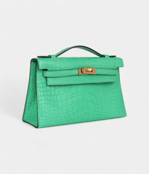 Hermès Kelly Pochette Vert Comics Matte Alligator Gold Hardware
