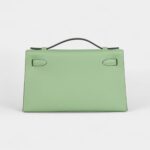 Hermès Kelly Pochette Vert Criquet Swift Palladium Hardware