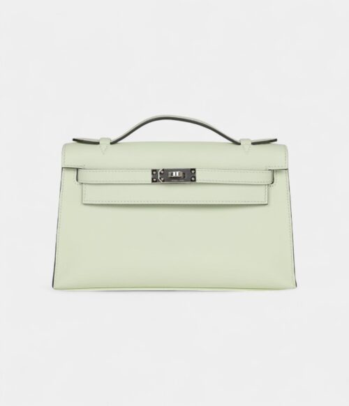 Hermès Kelly Pochette Vert Fizz Swift Palladium Hardware