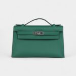 Hermès Kelly Pochette Vert Moyen Swift Palladium Hardware