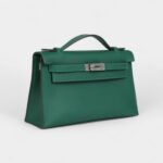 Hermès Kelly Pochette Vert Moyen Swift Palladium Hardware
