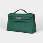 Hermès Kelly Pochette Vert Moyen Swift Palladium Hardware