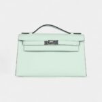 Hermès Kelly Pochette Vert Peppermint Swift Palladium Hardware