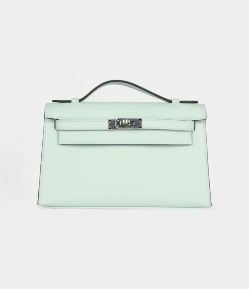 Hermès Kelly Pochette Vert Peppermint Swift Palladium Hardware