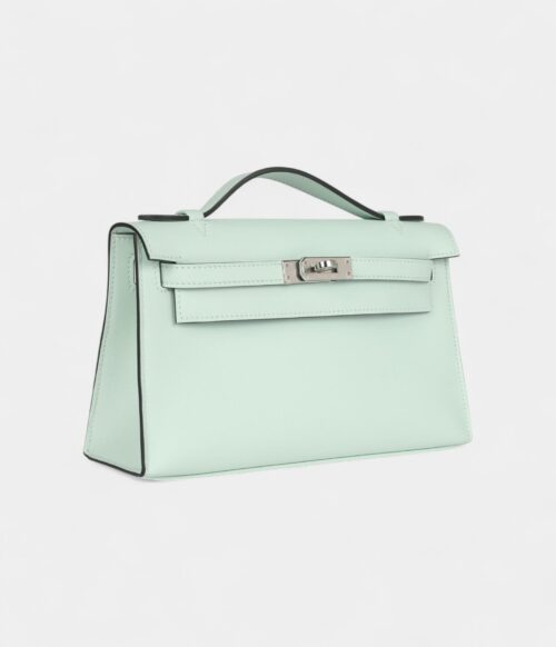Hermès Kelly Pochette Vert Peppermint Swift Palladium Hardware