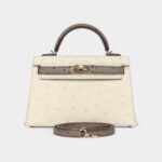 Hermès Kelly Sellier 20 Beton and Gris Tourterelle Ostrich Permabrass Hardware