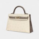 Hermès Kelly Sellier 20 Beton and Gris Tourterelle Ostrich Permabrass Hardware