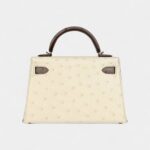 Hermès Kelly Sellier 20 Beton and Gris Tourterelle Ostrich Permabrass Hardware