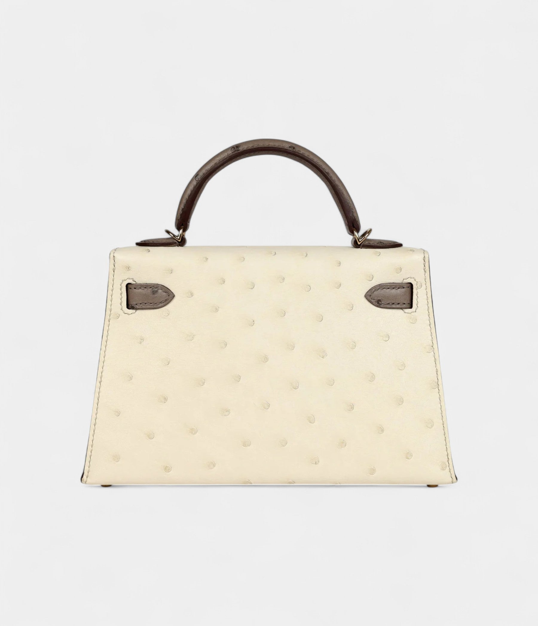 Hermès Kelly Sellier 20 Beton and Gris Tourterelle Ostrich Permabrass Hardware