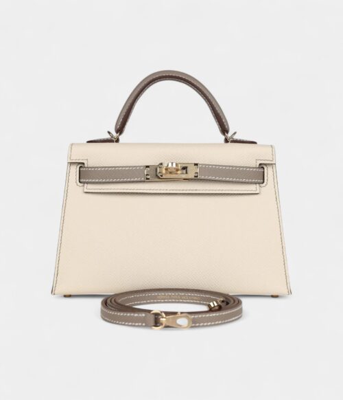 Hermès Kelly Sellier 20 Craie and Gris Asphalte Epsom Permabrass Hardware
