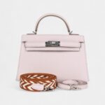 Hermès Kelly Sellier 20 Mauve Pale Chevre Palladium Hardware