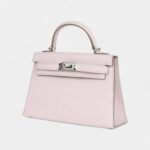 Hermès Kelly Sellier 20 Mauve Pale Chevre Palladium Hardware