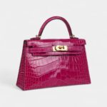 Hermès Kelly Sellier 20 Rose Scheherazade Shiny Alligator Gold Hardware