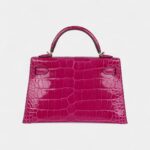Hermès Kelly Sellier 20 Rose Scheherazade Shiny Alligator Gold Hardware