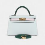 Hermès Kelly Sellier 20 Tri-color Platinum Grey, Pale Mauve and Medium Green Epsom Gold Hardware
