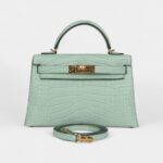Hermès Kelly Sellier 20 Vert D'Eau Matte Alligator Gold Hardware